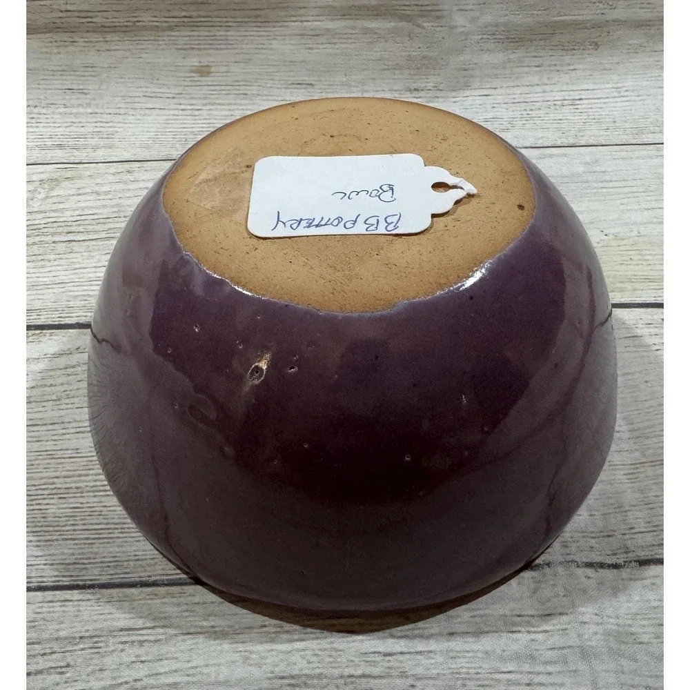 Vintage BB Bybee Pottery KY Small Purple Bowl Dish Handmade